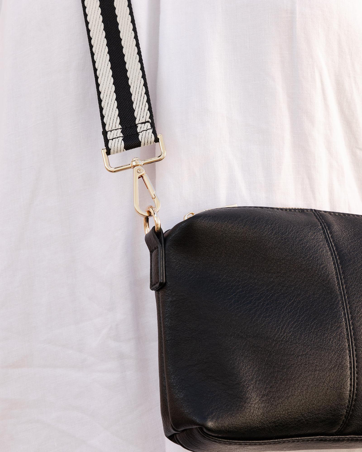 Kasey Crossbody Bag With Stripe Strap Black