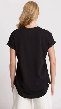 Soho Cuff V Neck Tee Black
