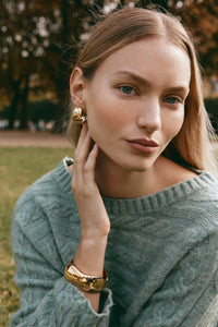 Folie Gold Hoop Earring Pressed