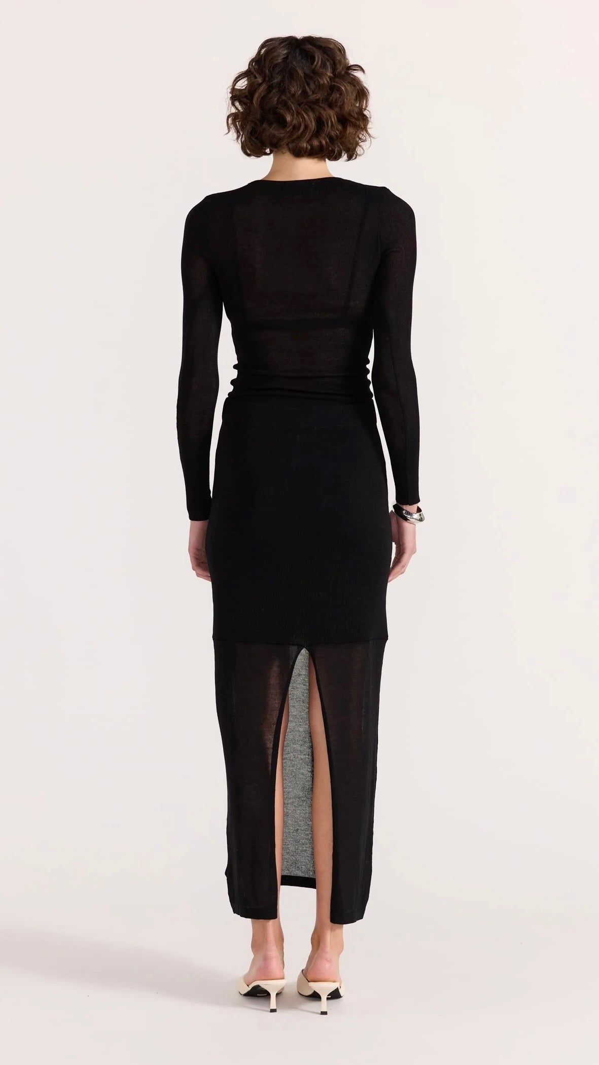 Asta Sheer Knit Top Black