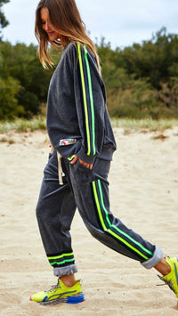 Retro 76 Velour Track Pant Charcoal