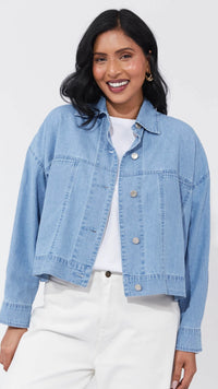 Austin Denim Crop Jacket  Denim