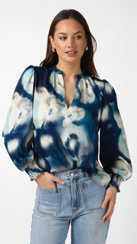 Cecily Top Navy Floral Blur