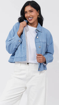 Austin Denim Crop Jacket  Denim