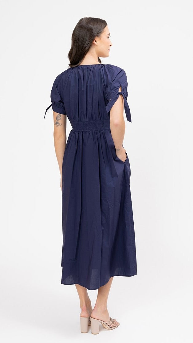 Eternity SS V Neck Midi Dress Navy