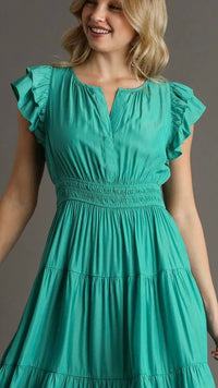 Florence Flutter Sleeve Dress Jade