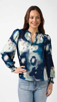 Cecily Top Navy Floral Blur
