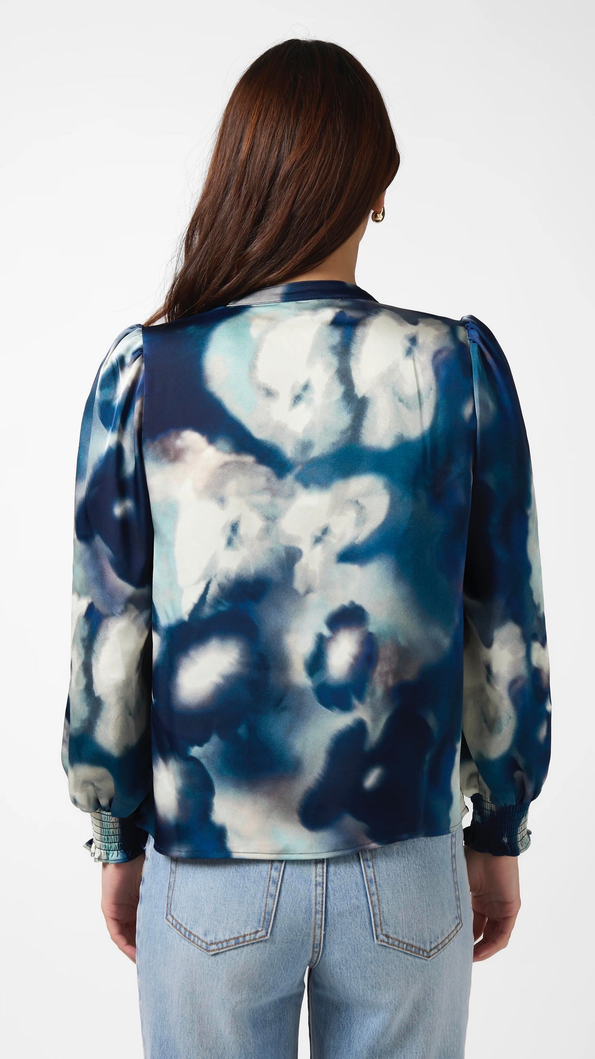 Cecily Top Navy Floral Blur