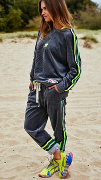 Retro 76 Velour Track Pant Charcoal