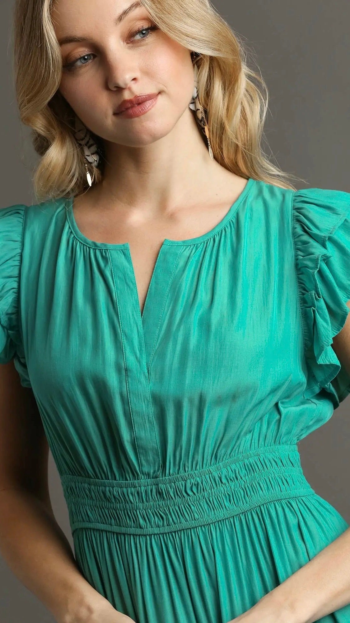 Florence Flutter Sleeve Dress Jade