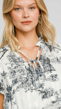 Lorelei Landscape Print Midi Dress Black