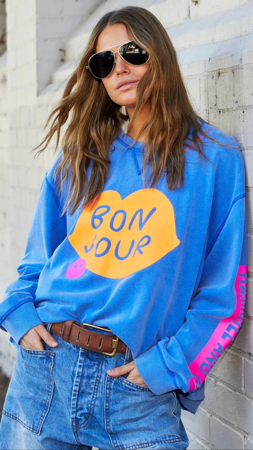 Bon Jour Washed Blue Sweat