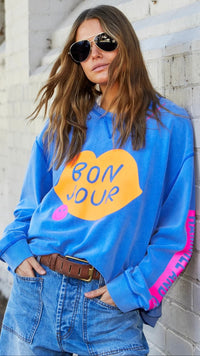 Bon Jour Washed Blue Sweat
