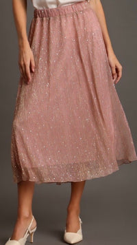 Celebration Sequin Midi Skirt Lt Pink