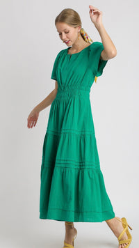 Tilly Tiered Midi Dress Jade