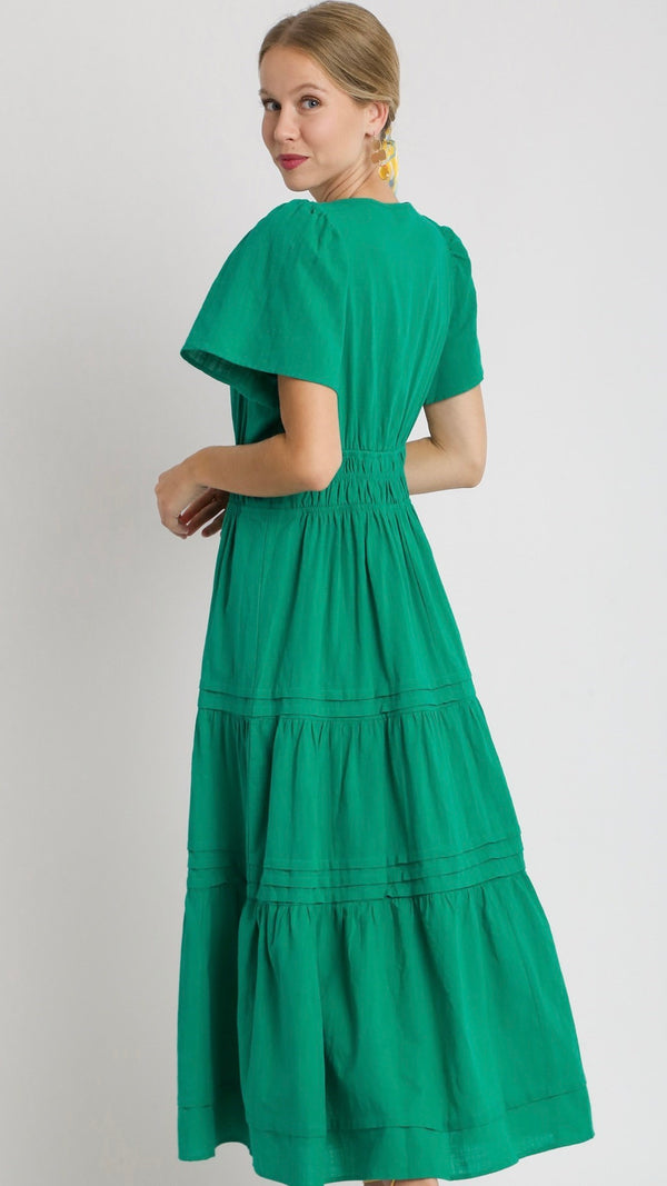 Tilly Tiered Midi Dress Jade
