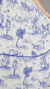 Leah Landscape Print Maxi Dress Blue