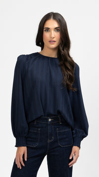 Honeycombe Blouse Navy Check
