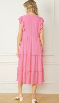 Jayla Ruffled Tiered Midi Dress Soft Pink