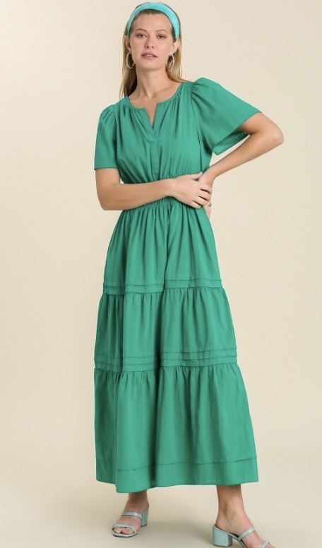 Tilly Tiered Midi Dress Jade