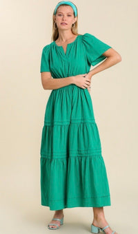 Tilly Tiered Midi Dress Jade