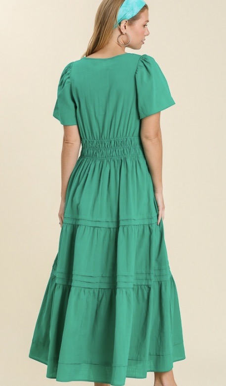 Tilly Tiered Midi Dress Jade