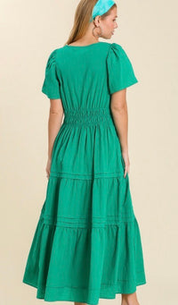 Tilly Tiered Midi Dress Jade