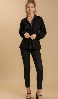Lindsay Linen Button Down Blouse Black
