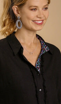 Lindsay Linen Button Down Blouse Black