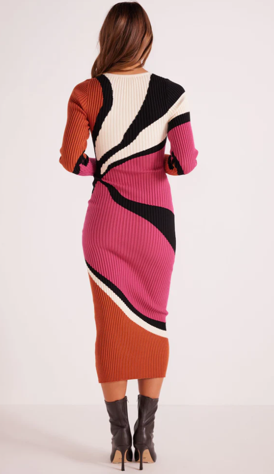 Lorna Knit Midi Dress Abstract Print