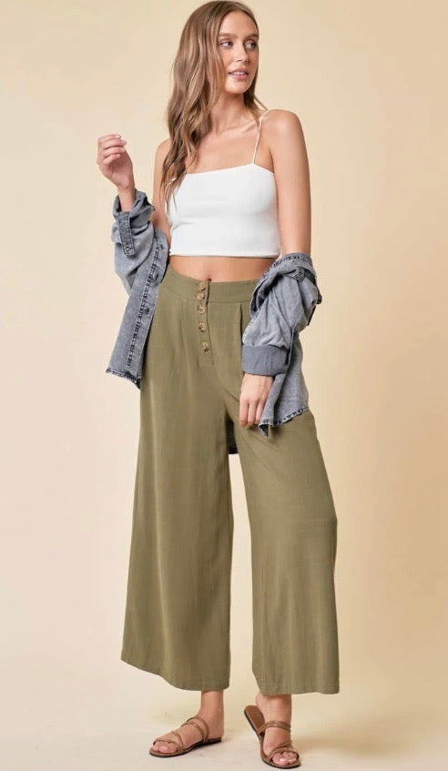 Wendy Wide Leg Culotte Pant Olive                       (Coming Sept 23)