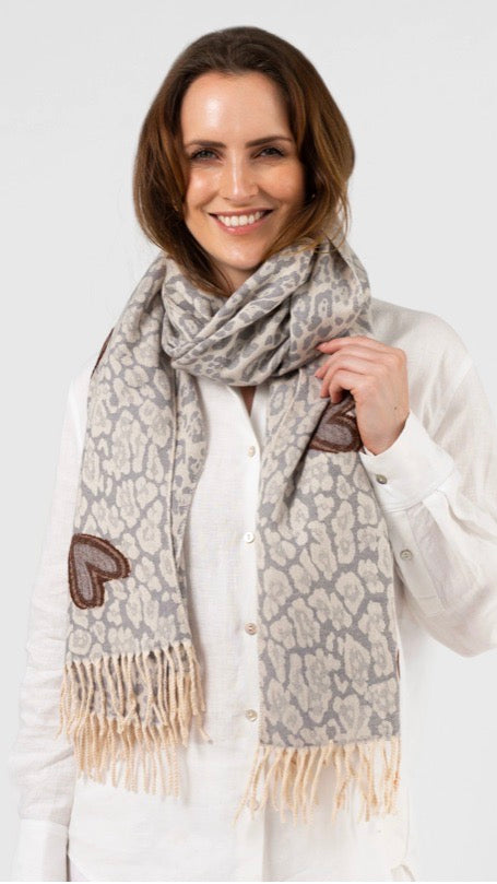 Grey Hearts Scarf