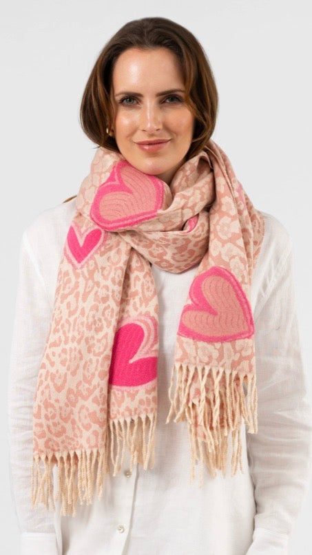 Pink Hearts Scarf