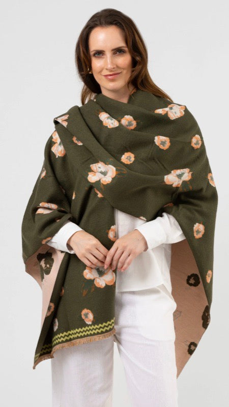 Green Floral Scarf