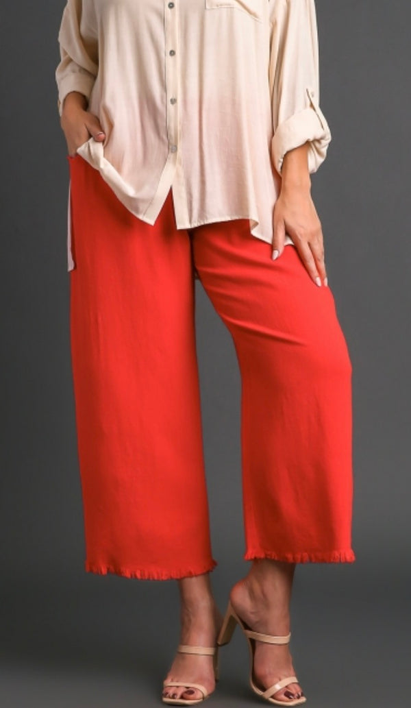Villa Freyed Linen Pant Tomato