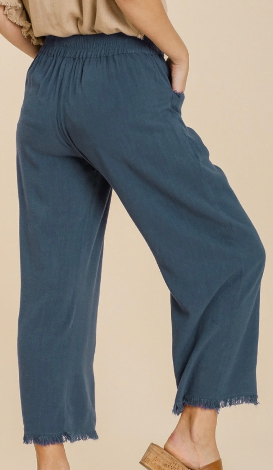 Villa Freyed Linen Pant Slate Blue