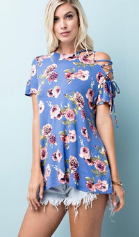 All Tied Up Top   BLUE FLORAL