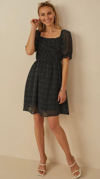 Darla Dot Mini Dress Black