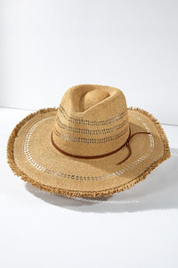 UBH049 Pattern Weave Straw Hat Tan