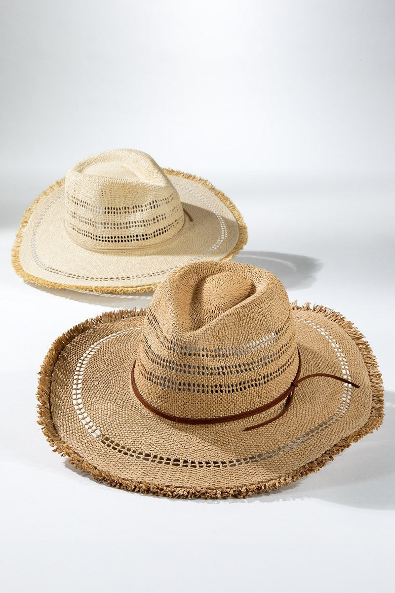 UBH049 Pattern Weave Straw Hat Tan