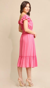 Gabby Gold Stripe Midi Dress Pink