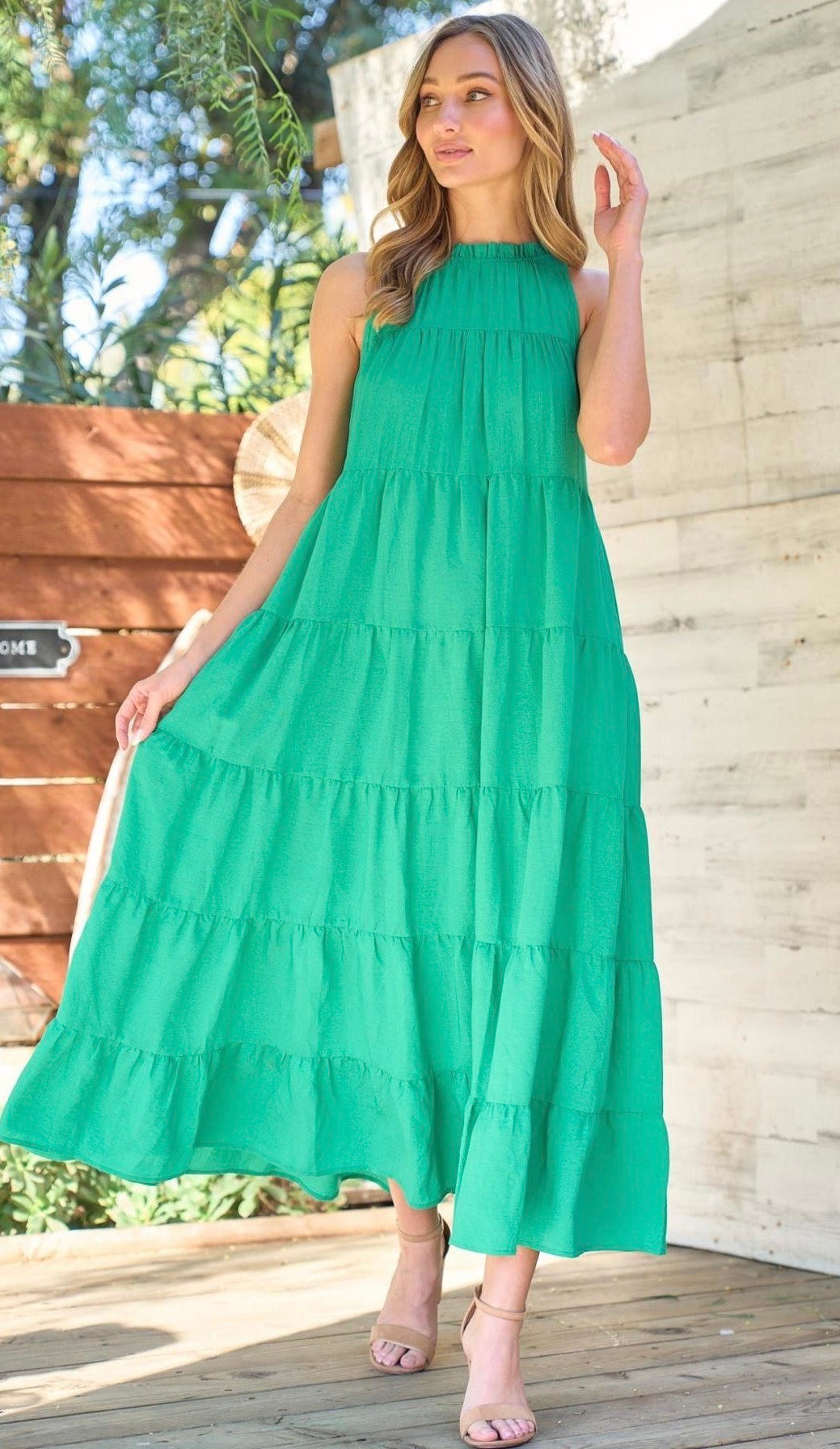 Julie Tiered Maxi Dress Kelly Green