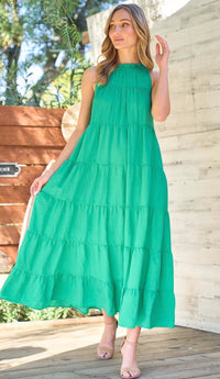 Julie Tiered Maxi Dress Kelly Green