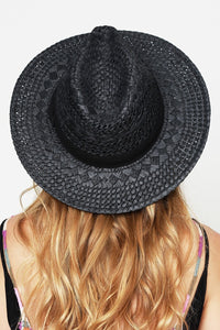 UBH048 Pattern Weave Straw Panama Black