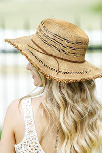 UBH049 Pattern Weave Straw Hat Tan