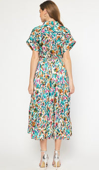 Sasha Collared Satin Maxi Mixed Print