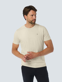 No Excess Round neck t-shirt with rolled sleeve cuffs and subtle logo print
