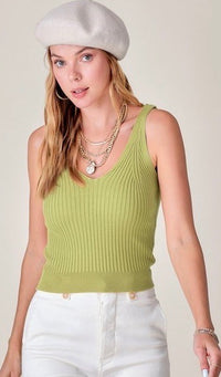 Ash Ribbed Cropped Tank Top Grass