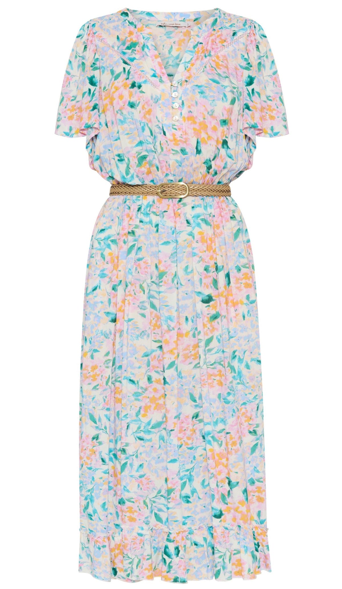 Botanical Midi Dress Salt Hydrangea