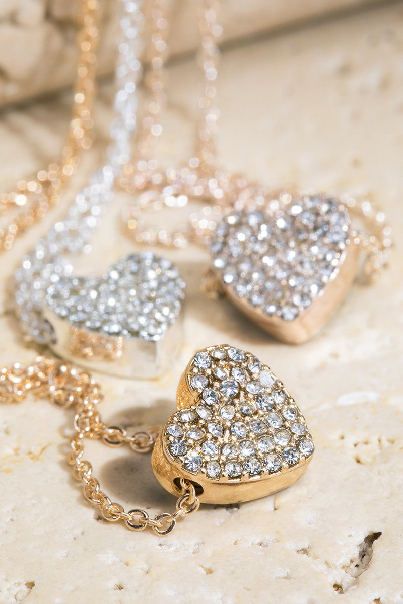 FMN078 Rhinestone Heart Rose Gold